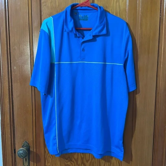 Under Armour Golf Heatgear Blue Short Sleeve Polo Shirt Men's Sz large . - Picture 2 of 4